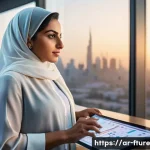 Home 20 불확실성에 대한 실질적 해결책 - A professional Middle Eastern woman wearing business casual attire, confidently standing in a modern...